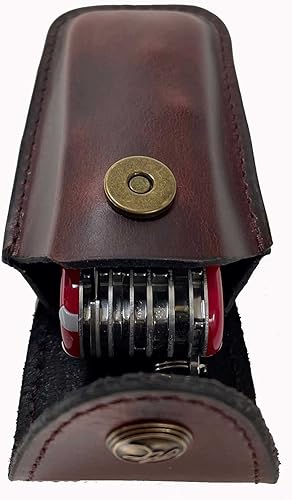 Miniatura 3 de Funda de piel auténtica personalizada, compatible con Victorinox, navaja suiza (5-8 capas) Huntsman, Swiss Champ, Hiker, Climber, con trabilla para