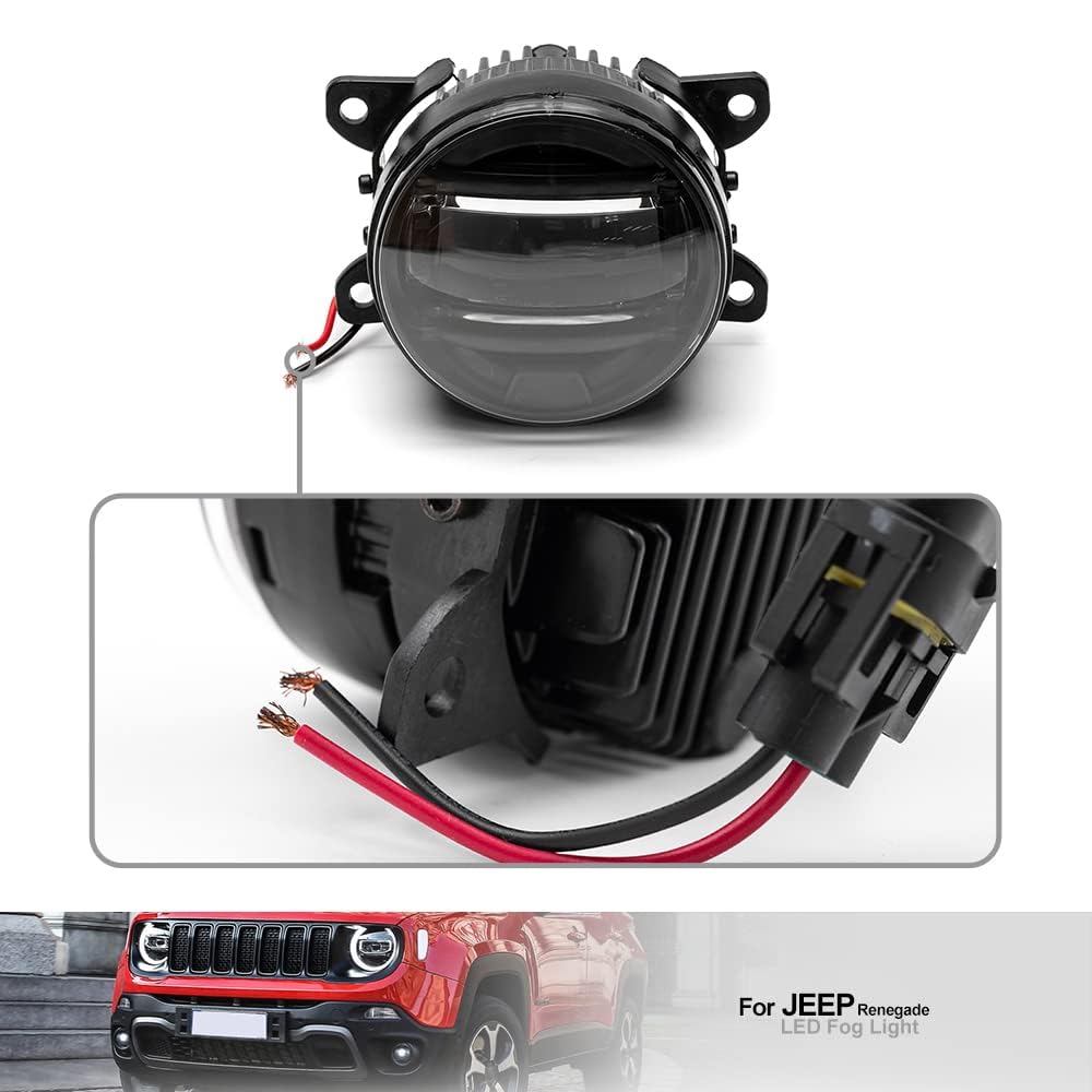 LED Fendinebbia per Je.ep Renegade (BU) 2014.09-2021 Bianco 3.5 pollici Led Paraurti Anteriore Fendinebbia Guida Lampada 2pc Nero Len Kit