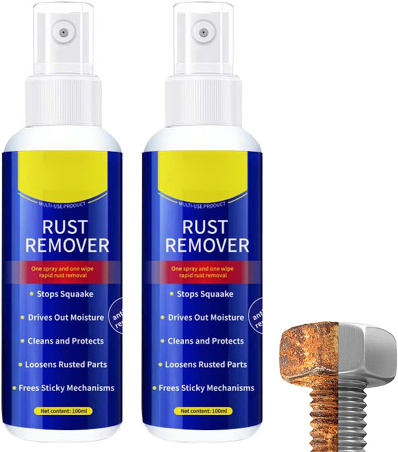 2PCS Wangle Rust Remover, Anti-Rust Lubricant Spray & Rust Remover, Rust Remover Spray, 2026 Upgrade Rust Remover for Metal, Heavy Duty Anti Rust Spray, Rust Converter Spray for Metal, Car Parts
