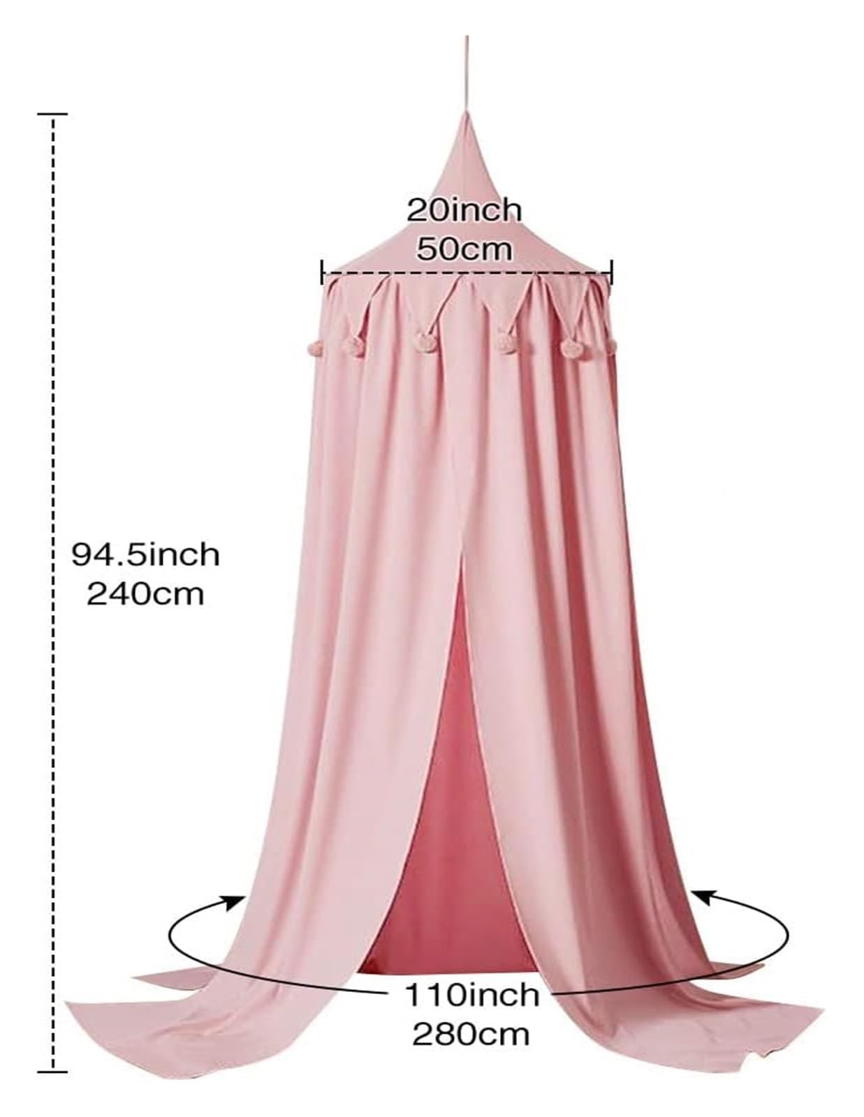 Baldachim do łóżka, baldachim dla dzieci okrągła kopuła wisząca zasłona moskitiera bawią się czytania namioty dekoracje pokoju dziecięcego(Pink)