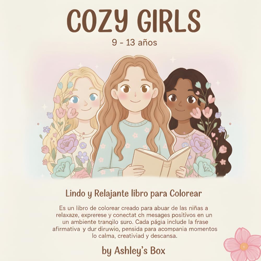 Cozy Girls 9 a 13 años libro de colorear con frases positivas para niñas y adolecentes ( ESPAÑOL): Afirmaciones suaves y diseños acogedores para relajarse y crear
