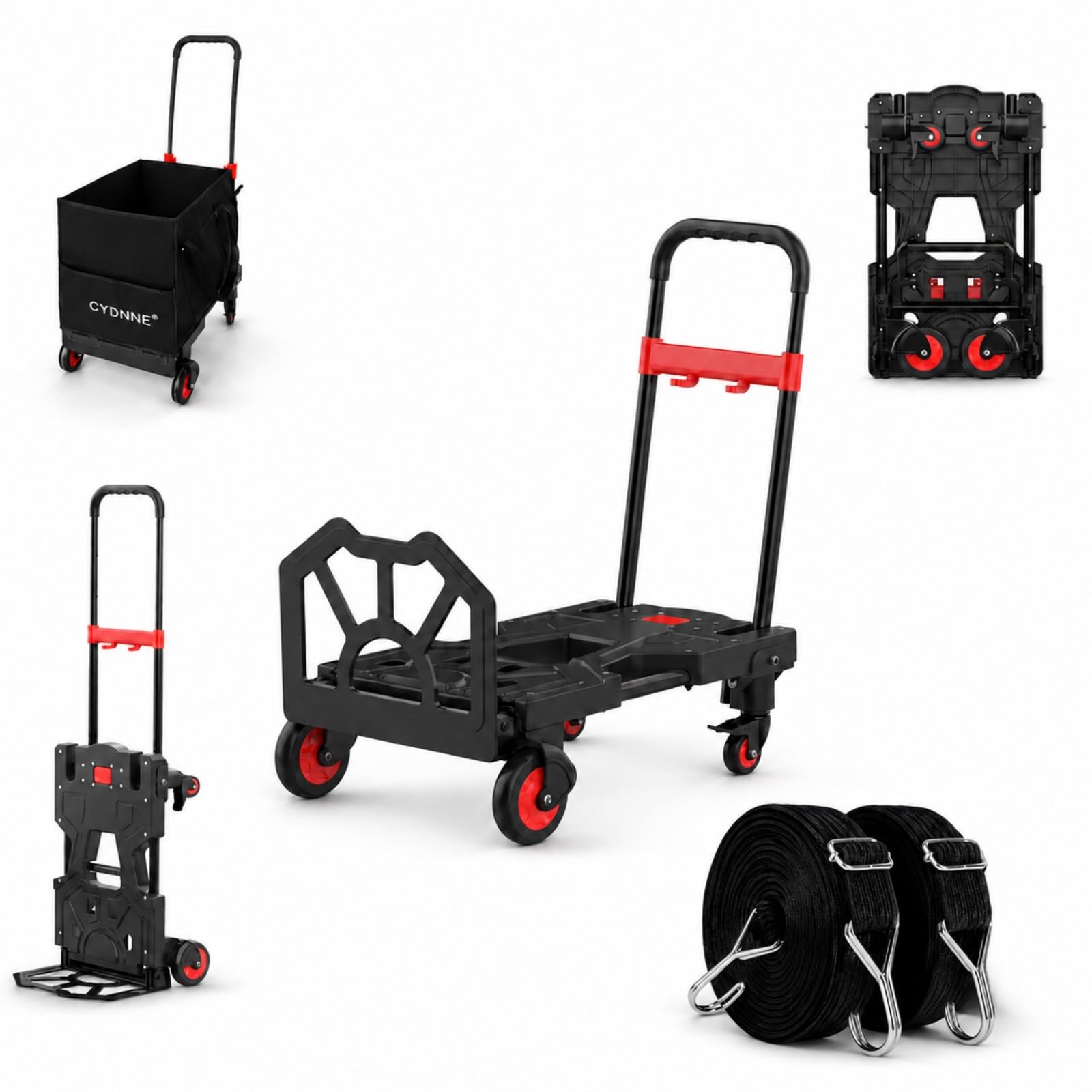 330LB Folding Hand Truck, Convertible Dolly Cart with Canvas Bag