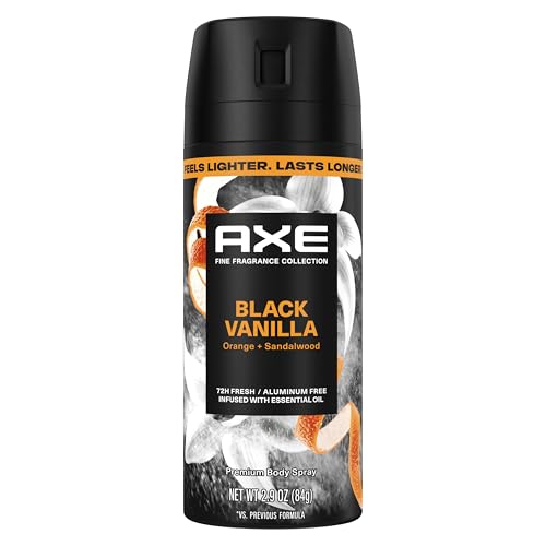 AXE Fine Fragrance Collection Body Spray Black Vanilla 72 Hour Freshness Aluminum Free 2.9 oz
