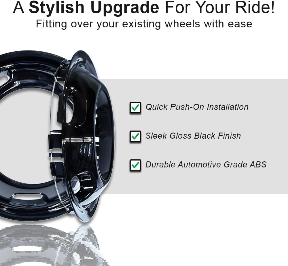 Set of 4 17" Push-On Wheel Simulators for RAM 3500 Tradesman 2019-2025 - Gloss Black