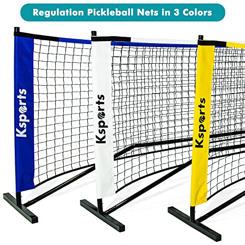 Ksports Regulation Size Pickleball Net 22 Feet Yellow, Can Be Used As Recreation Tennis Or Badminton Net, Comprises Of Pickleball Portable Net, 4 Led Shuttlecocks, Carry Bag And 2 Pickleballs #TOP6