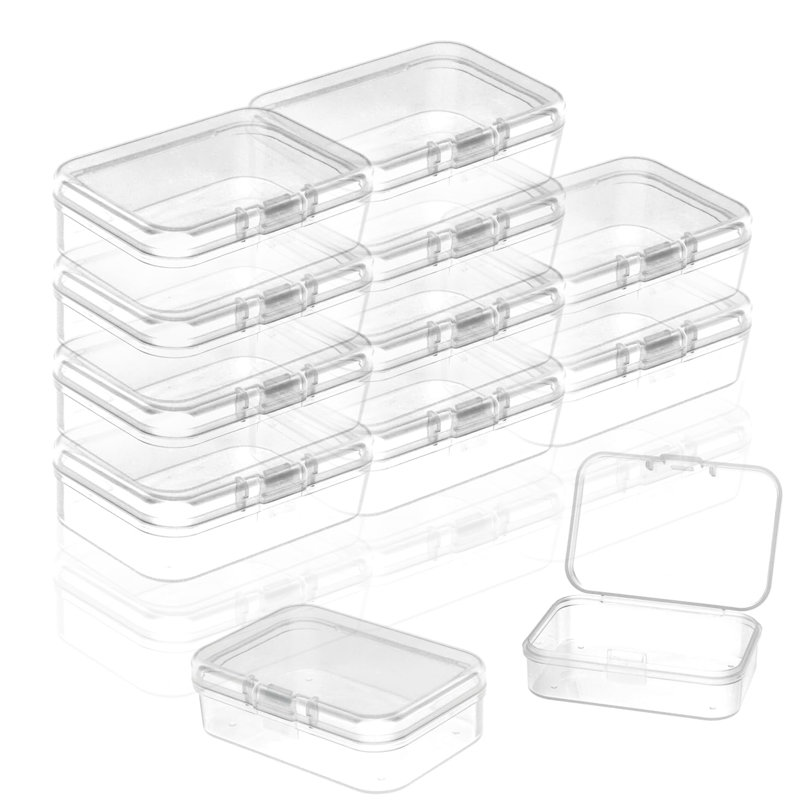 Beads Storage Containers,12-Pack Mini Clear Plastic Organizer Box Small Containers Storage Cases with Hinged Lids for Organizing Small Items Jewelry Projects Craft Pieces Safety Pins