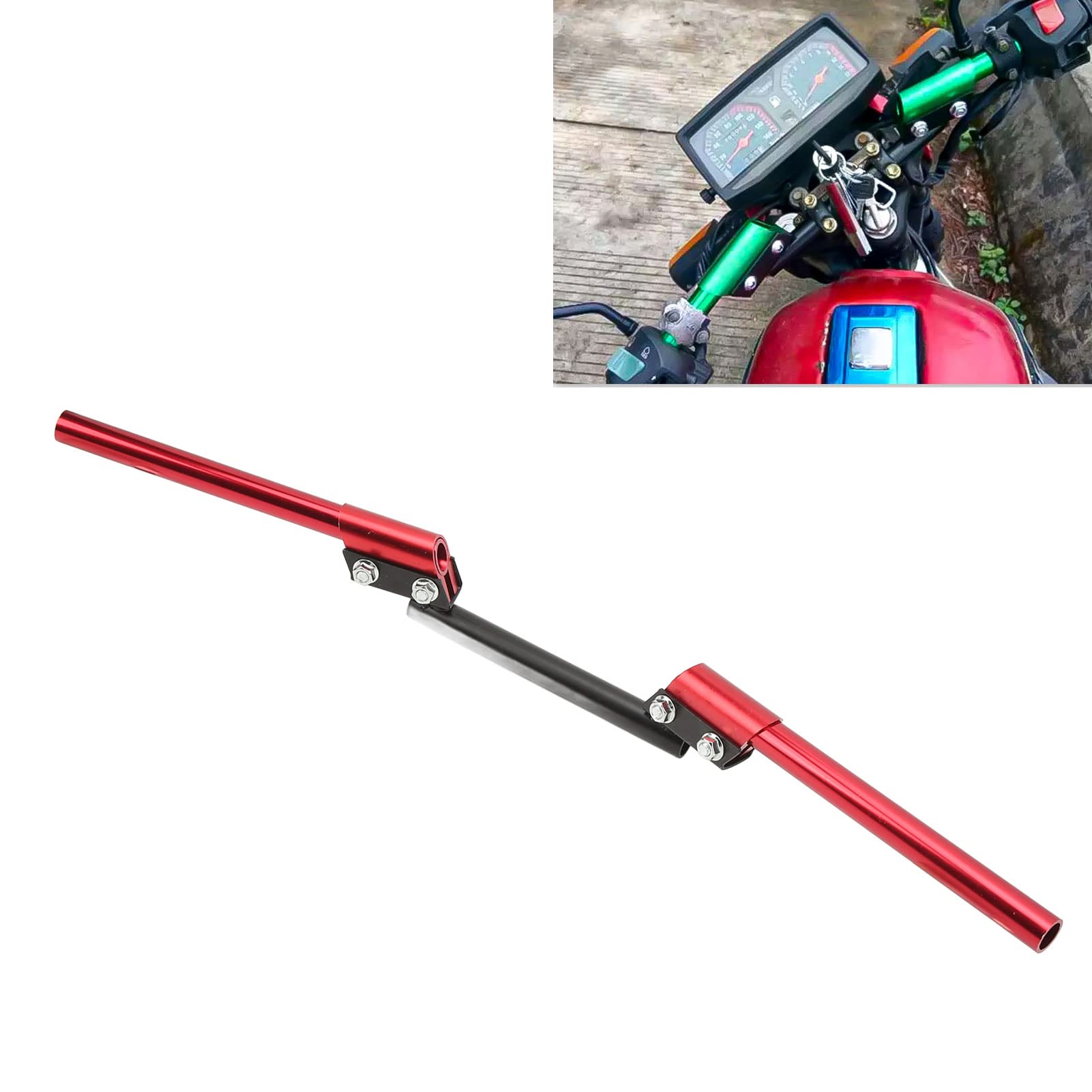 Manillar de Motocicleta de 22 mm, Manillar de Aleación de Aluminio de Ajustable Universal para Coche Deportivo, Scooter, Tranvía, ATV, Motocicleta, Bicicleta Deportiva(Rojo)