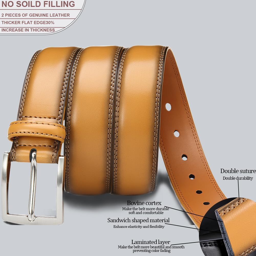 DOOPAI Mens Dress Belt - Genuine Leather Dress Belts For Men,Casual Suit Jeans Belt-Single Prong Buckle black belt - Image 3