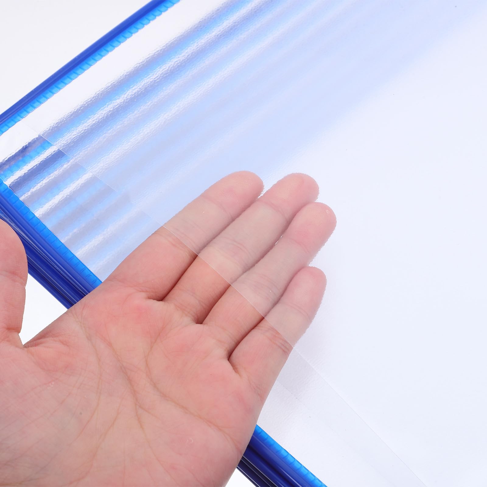 Wand Aktenorganizer A4 Hängend mit 10 Transparenten Fächern PVC Eisenrahmen Blaue Wandablage für Büro Schule Klinik