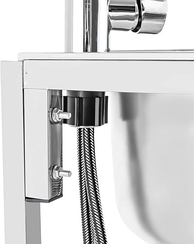 Miniatura 4 de Fregadero utilitario independiente de cocina de un solo tazón con grifo, fregadero de acero inoxidable con moldeado integrado para lavadero, baño,