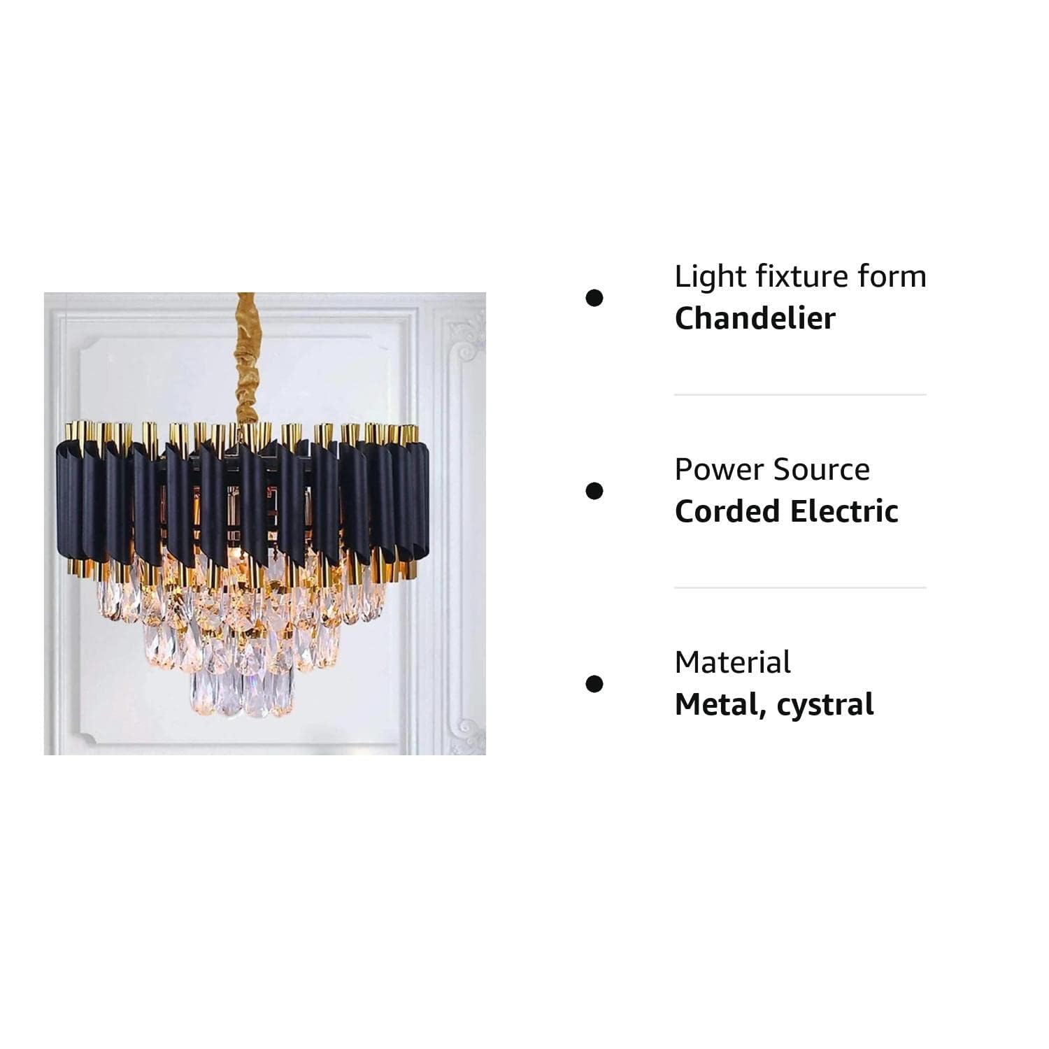 Gold Crystal Chandelier - Remote Control & Color Changing -3