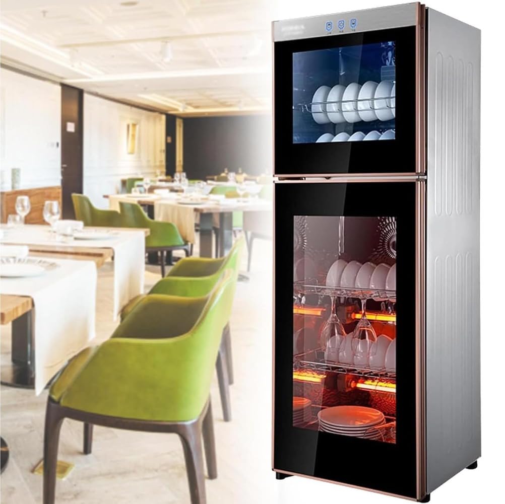 Armadio di disinfezione in acciaio inox, alta temperatura 125℃, credenza da cucina verticale da 294 litri, doppia anta, per 5-20 persone, per sterilizzare stoviglie e piatti, 001, 82 litri (001 6