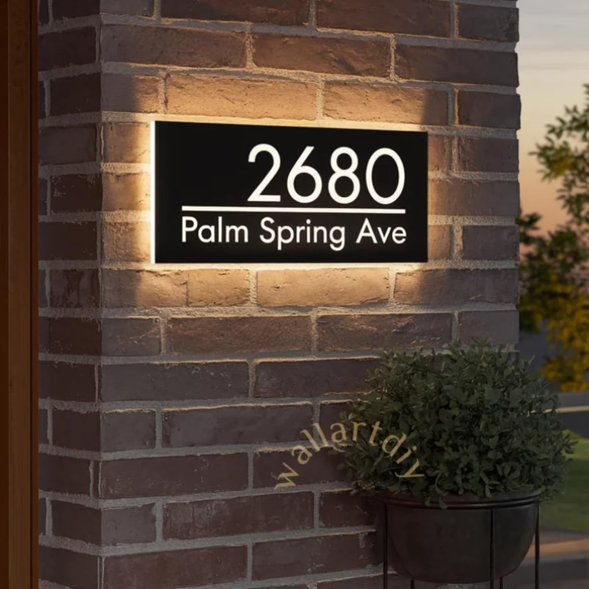 Individuelle LED-Hausnummer, beleuchtetes Hausnummernschild, personalisierbar, mit Hintergrundbeleuchtung, Hausnummernschild (mehrfarbig)