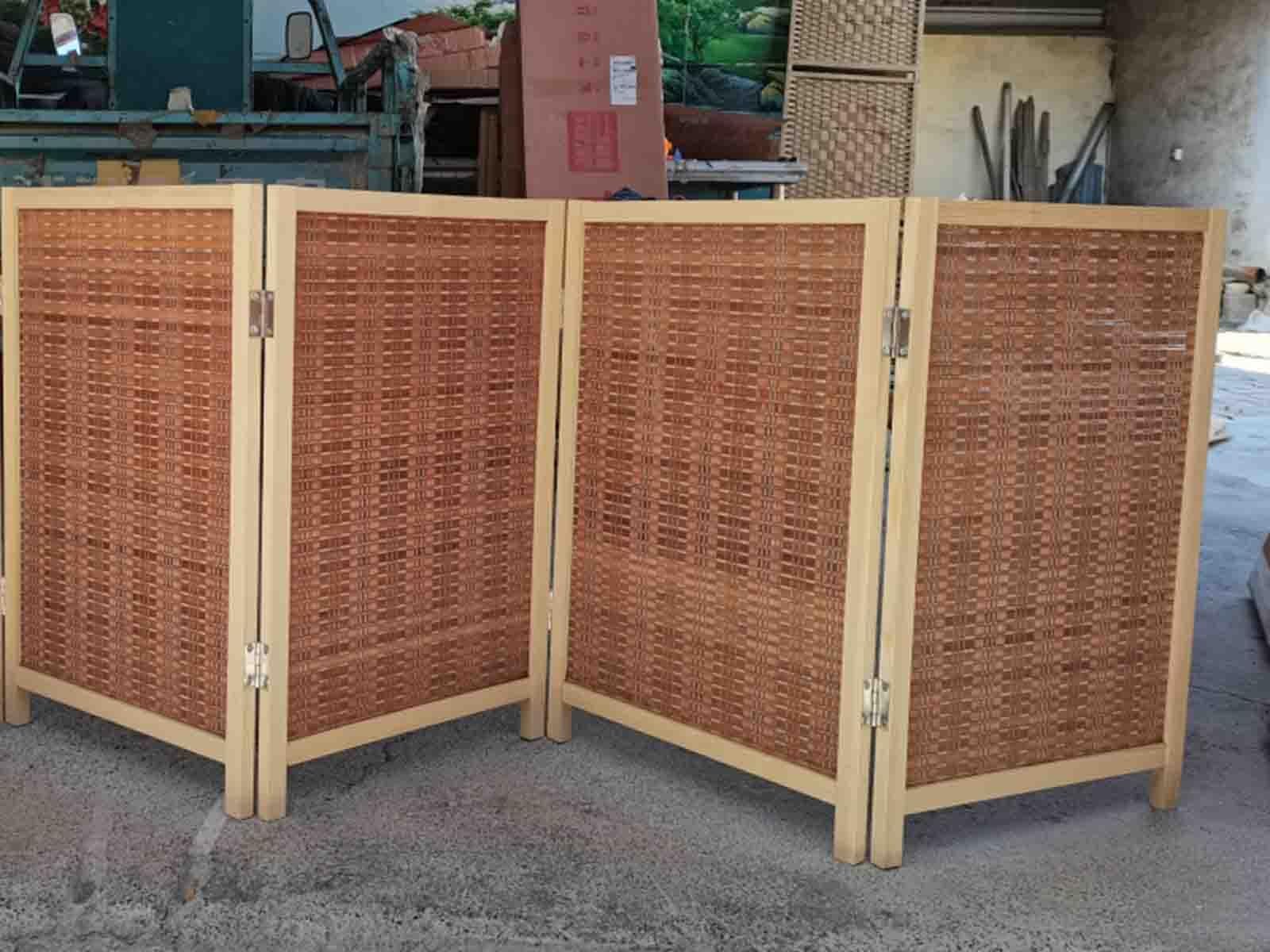 Folding Japanese Room Divider - 4 Panel Wooden Screen 3.9ft Tall Freestanding Partition for Office Home Hallway Entryway (2ft 3ft 4ft 5ft 6ft Options)