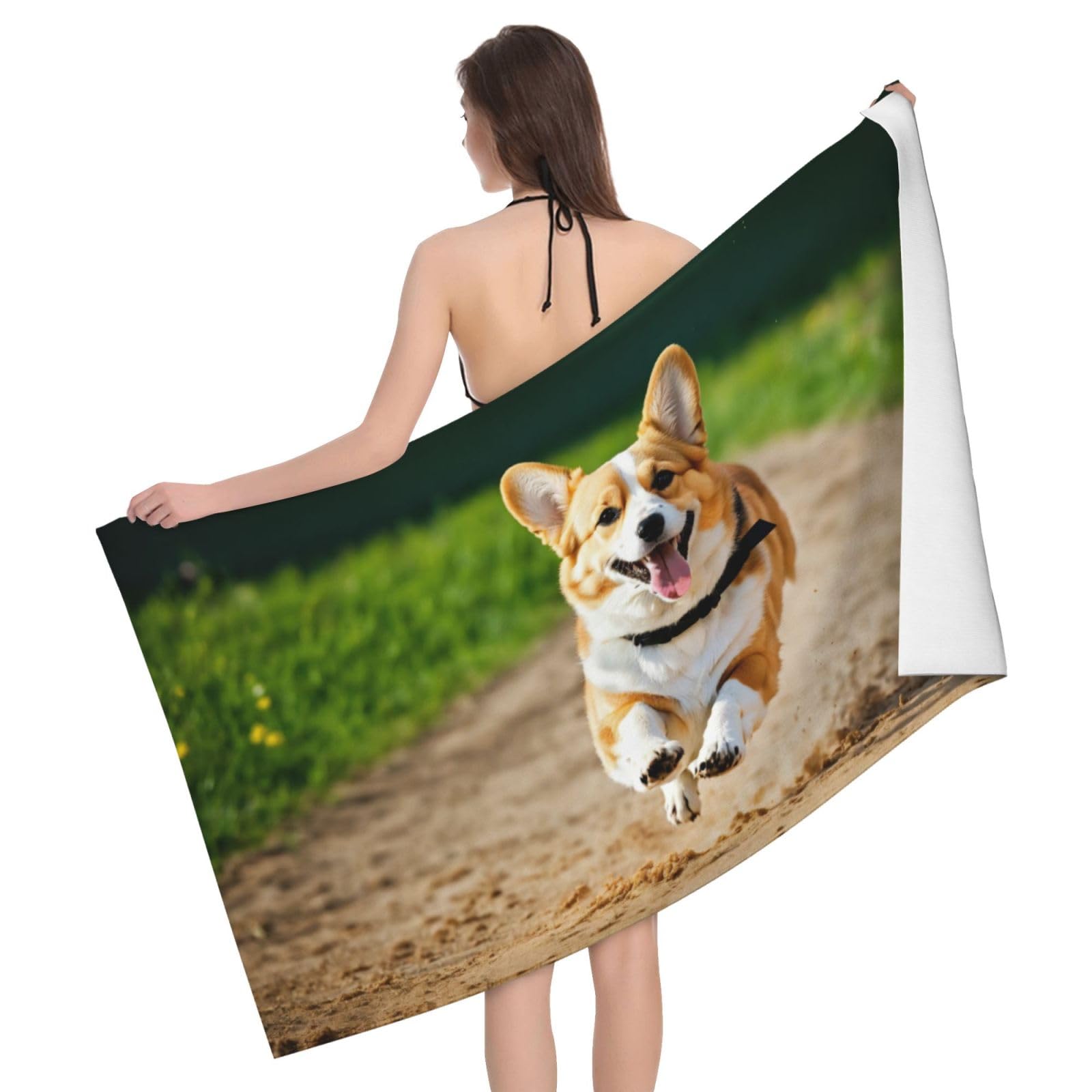 Uroczy nadruk corgi dorośli ponadwymiarowe ręczniki kąpielowe plażowe szybkoschnące miękkie lekkie prezent podróżny