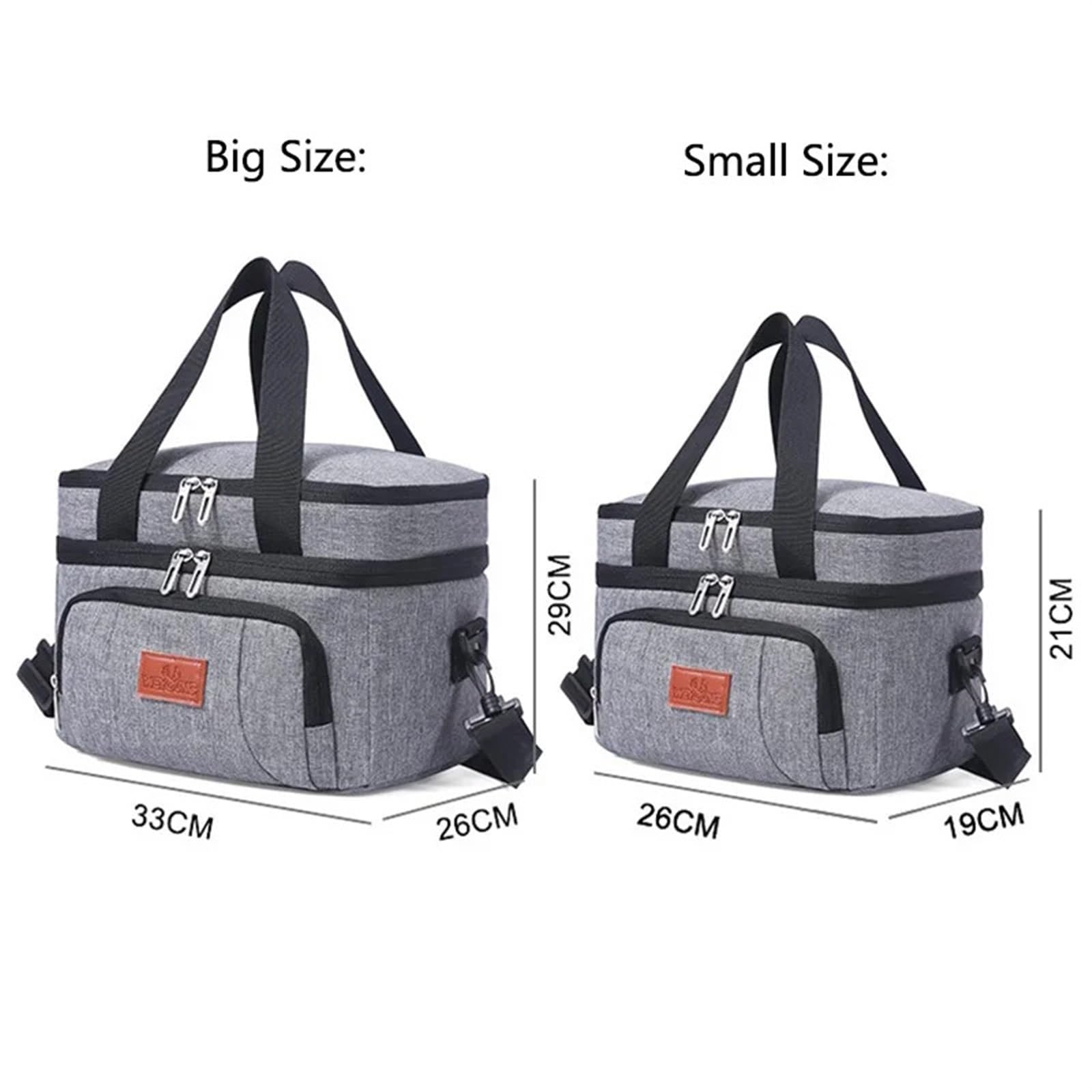 Lunchtasche Multifunktionale Doppelschichten-Tragetasche, Kühler, Lunch-Taschen for Damen und Herren, große Kapazität, Reise-Picknick-Lunchbox mit Schultergurt