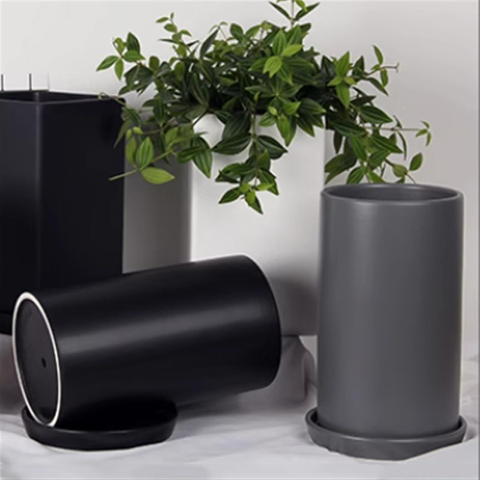 Doniczki Doniczki Wysokiej jakości duże cylindryczne z tacą Doniczki Matowe i Proste Soczyste Rośliny Doniczkowe Zielona Roślina Doniczkowa Ceramiczne Donice Ceramiczne Doniczki (białe)