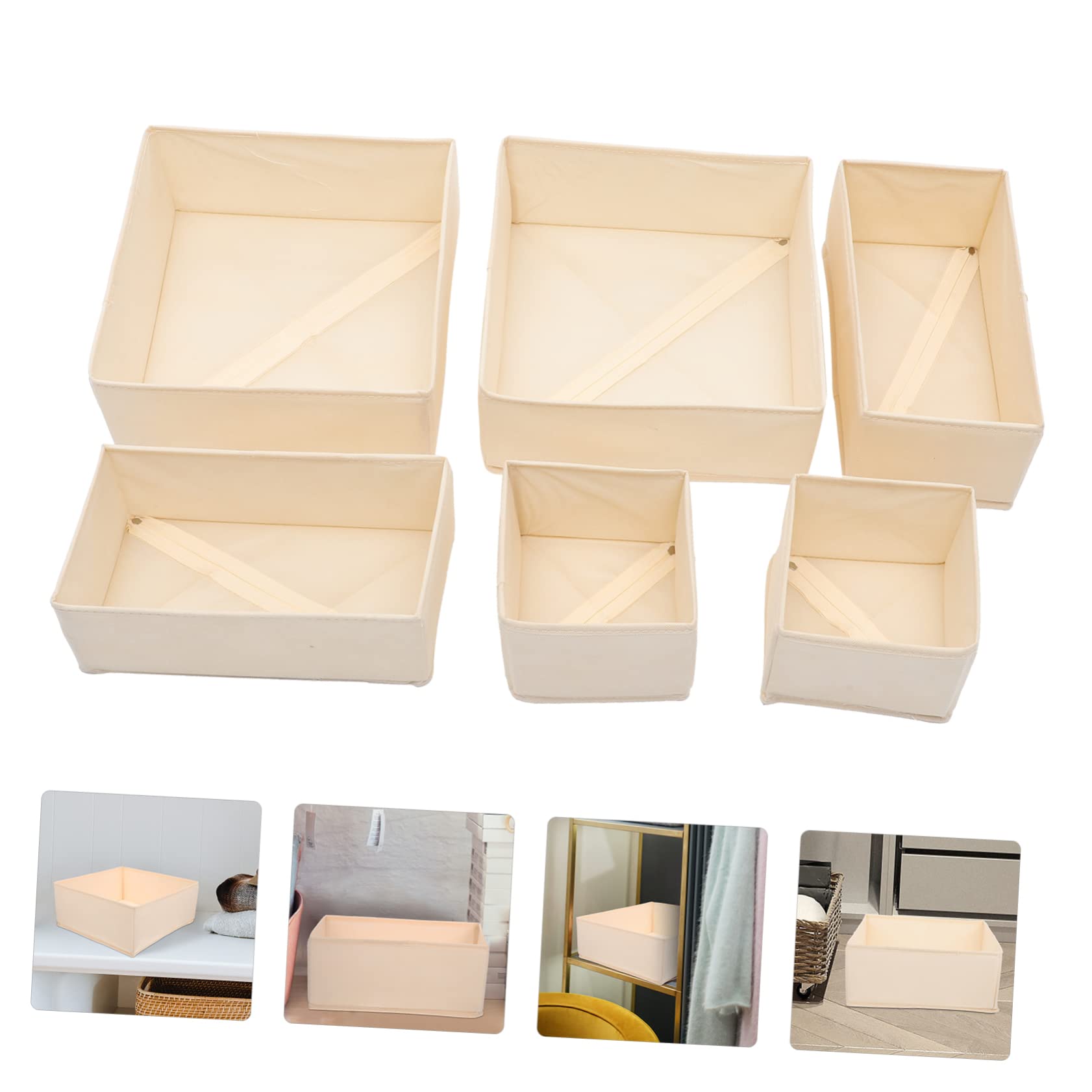 6 Stück Unterwäschebox in Beige mit Pp Platte und Reißverschluss