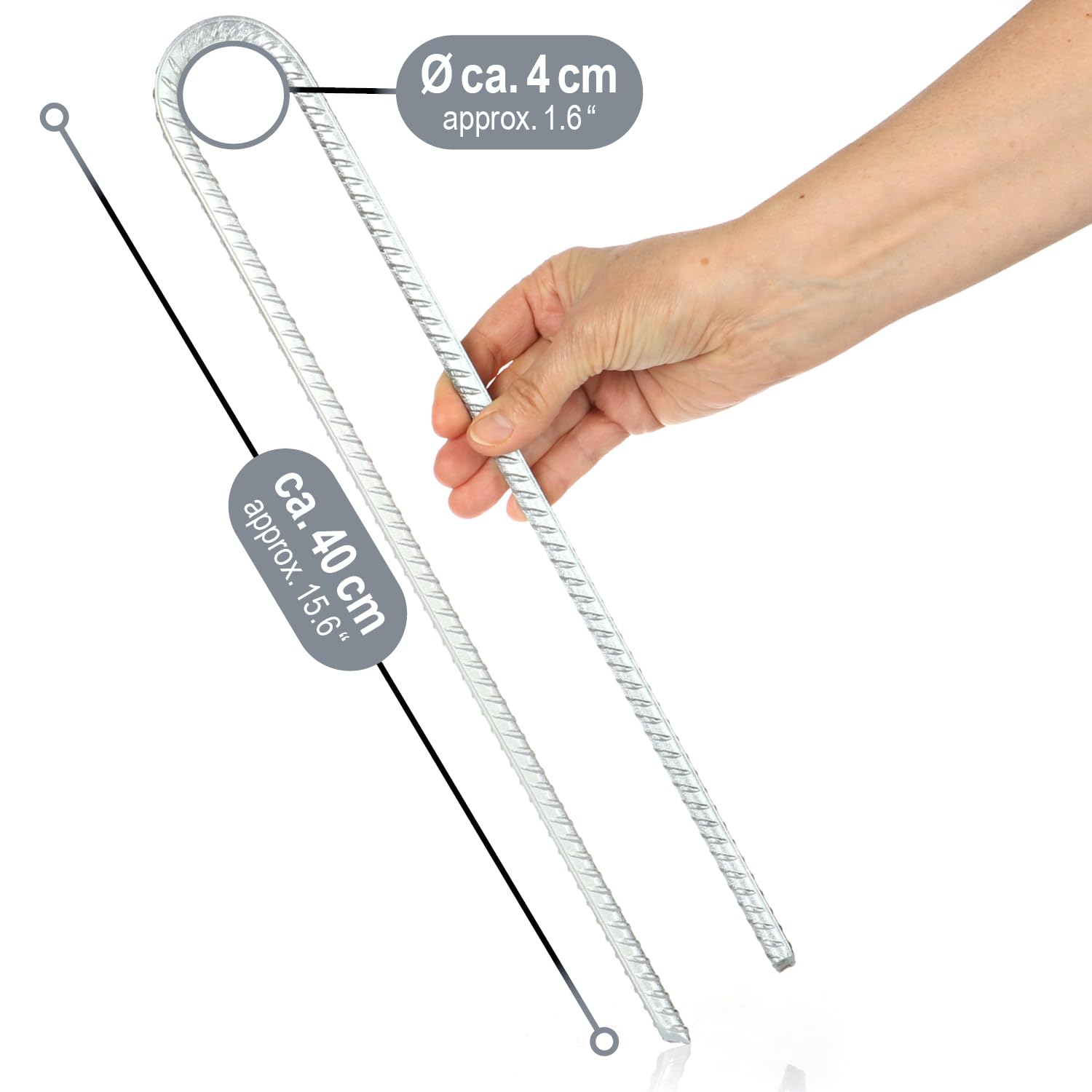 COM-FOUR® 8x kotwy gruntowe XL wykonane z litej stali, ksztalt U 40 cm | Ø 1 cm - ocynkowane kotwy gruntowe do namiotów - pawilonów - dmuchanych zamków - trampolin - stabilne i odporne na rdze