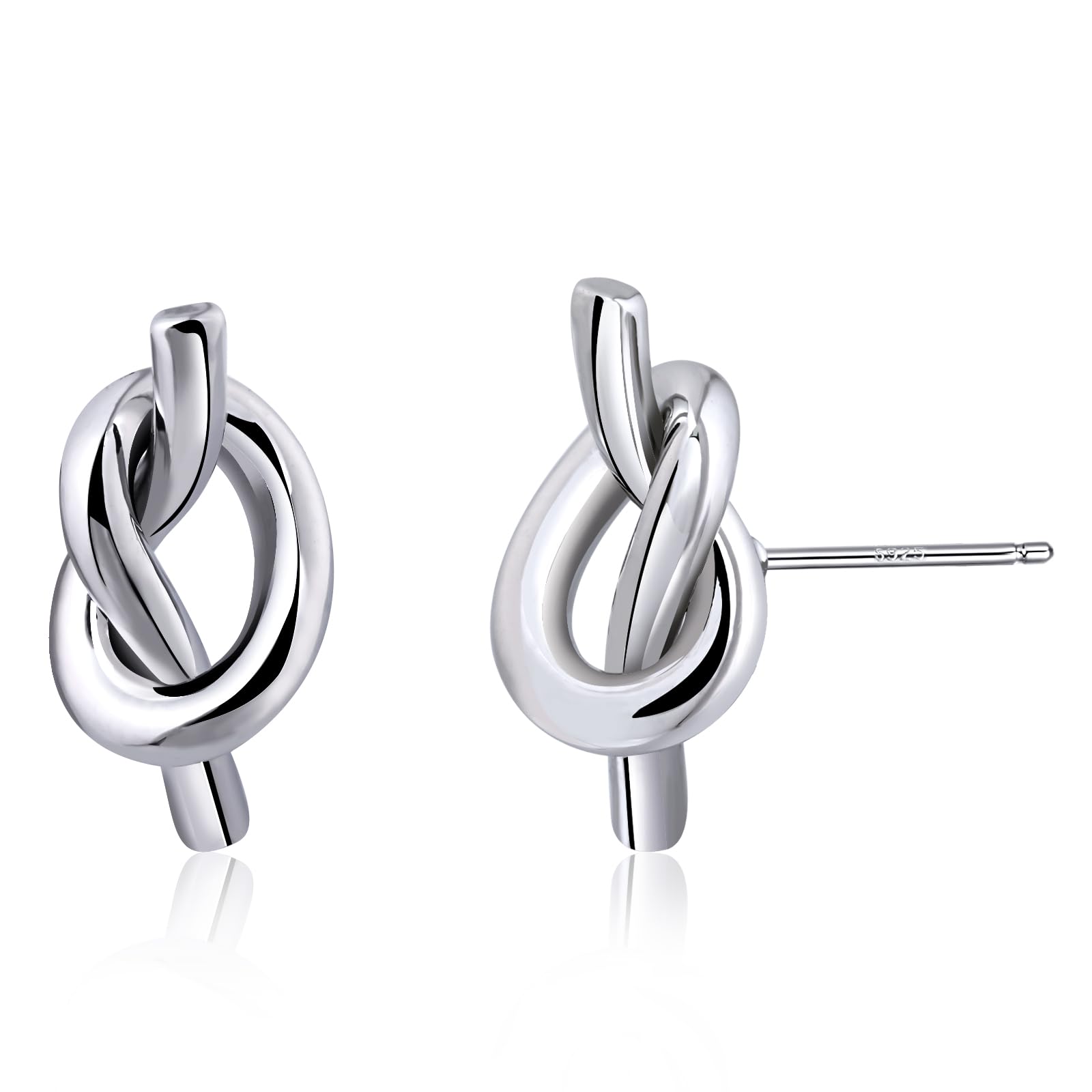 925 Sterling Silver Love Knot Earrings Knot Stud Earrings for Women Handmade Cute Earrings for Gift