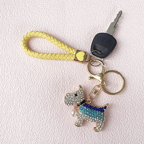 Swjewel Rhinestone Keychain Dog Cute Sparkly Crystal Bling Puppy Keychain Car Keys Ring Accessories For Women Girl Handbag Purse Backpack Pendant Charms-Blue #TOP3