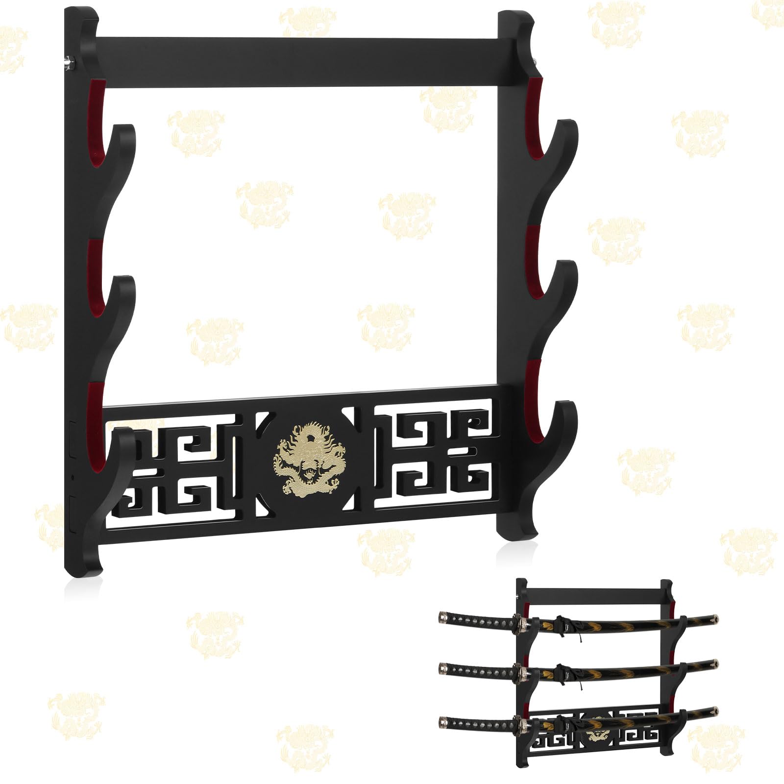 Barydat Katana Sword Holder Stand Wall Mount Katana Samurai Sword Display Rack Hanger Japanese Wakizashi Hobby Collection Gifts for Men(3 Tier)