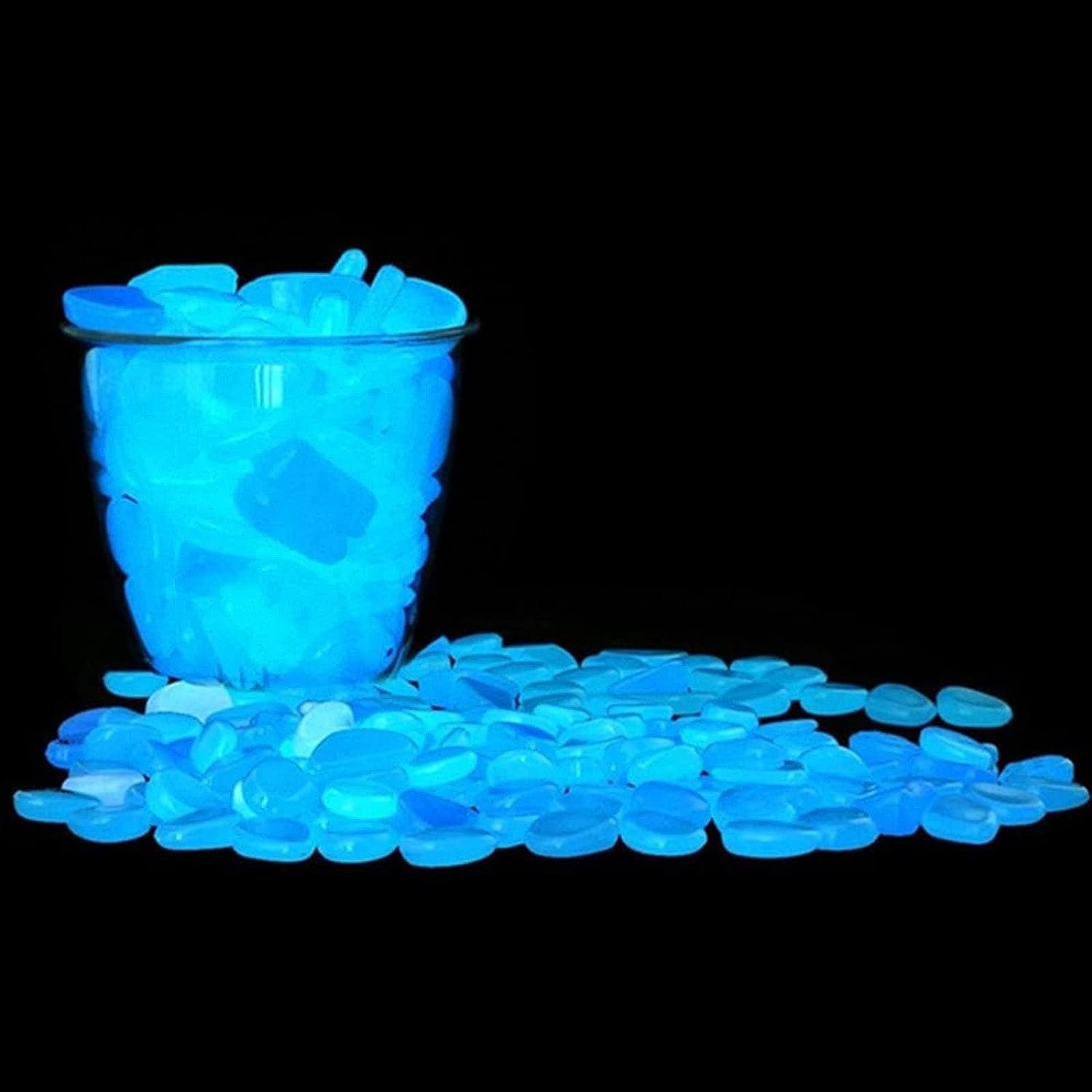 Ciottoli luminosi for acquario, Ciottoli da giardino, 500/1000 pezzi Rocce luminose blu Pietre solari, Ciottoli da giardino Pietre Rocce for decorazioni for cortili e passerelle, Pietre luminose decor