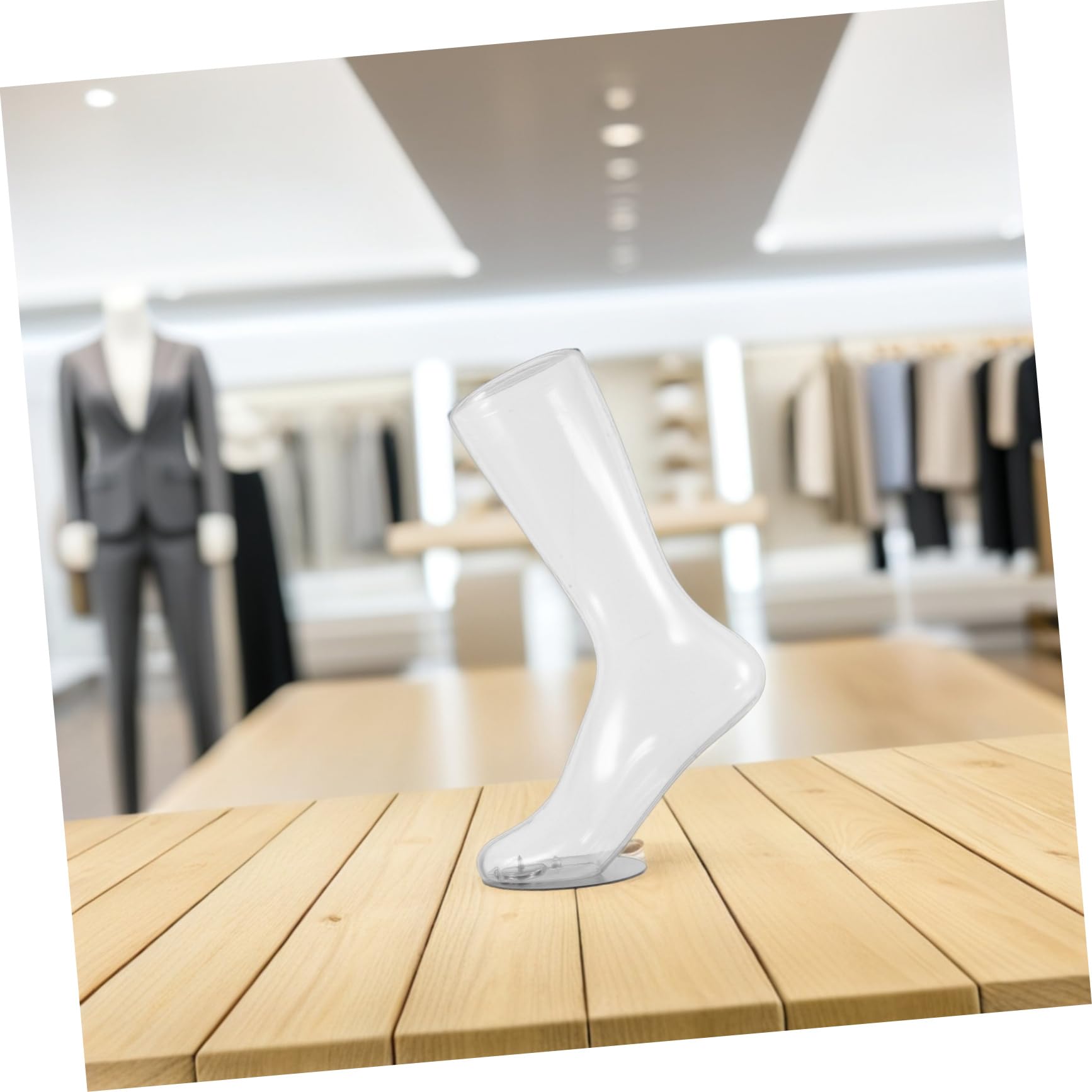 ULTECHNOVO Modèle Magnétique et PVC en Présentation Acier ou Réaliste Inoxydable Pied Mannequin de Transparent Base Féminin de Chaussettes en Magasin Centre Commercial