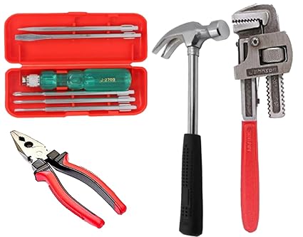 Aldeco 5-in-1 Screwdriver Toolkit: Featuring Pipe Wrench, Plier, and Hammer Attachments - Versatile Toolset for Home and Professional Use
