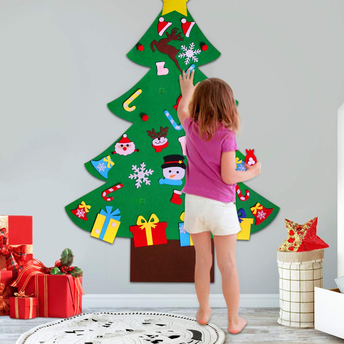 Amazon.co.jp: 4フィート DIY フェルトクリスマスツリーセット