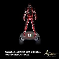 Vista 4 de Base de exhibición redonda de cristal de 4 LED con parte superior de espejo, soporte iluminado para arte de cristal, base de luz LED de 3 pulgadas