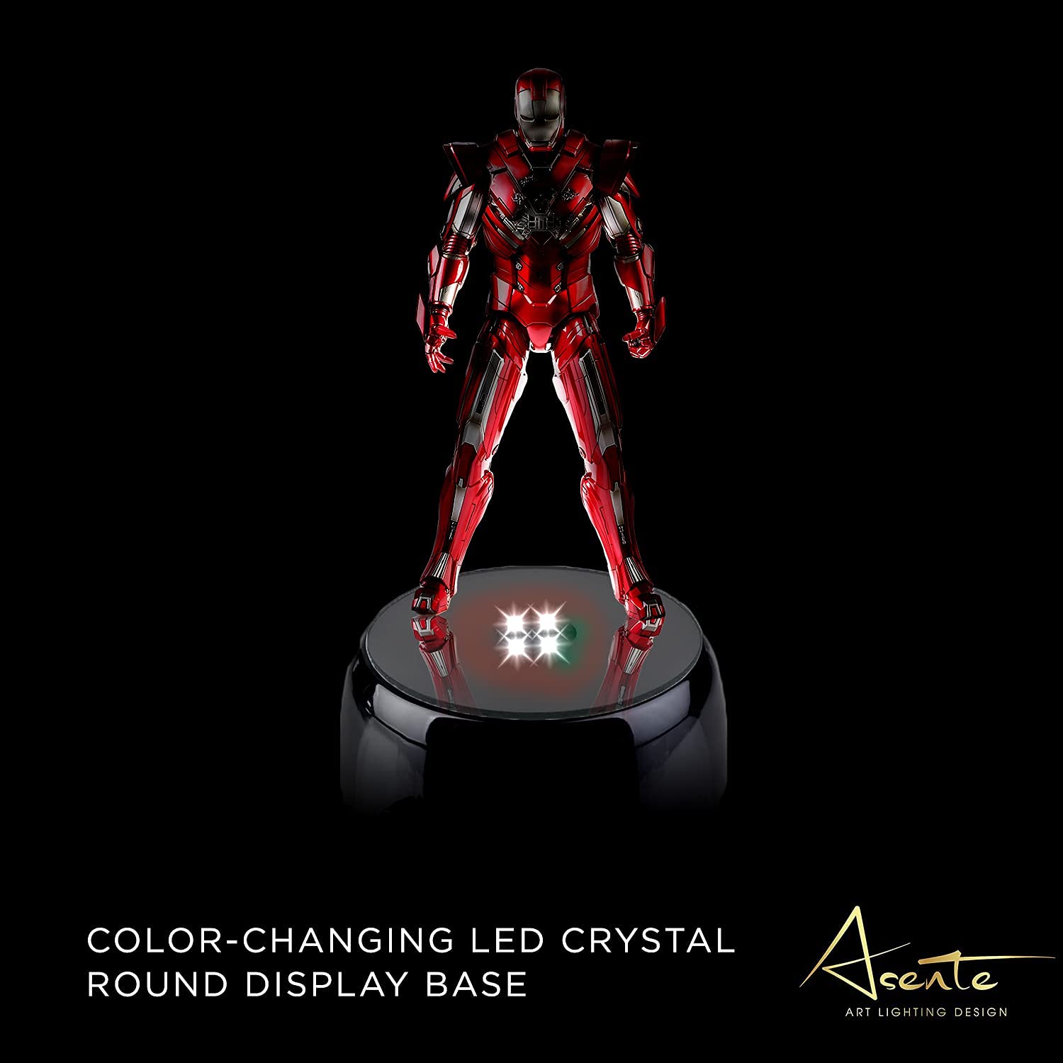 ASENTE ColorChanging LED Crystal Round Display Base w/Mirror Top 3