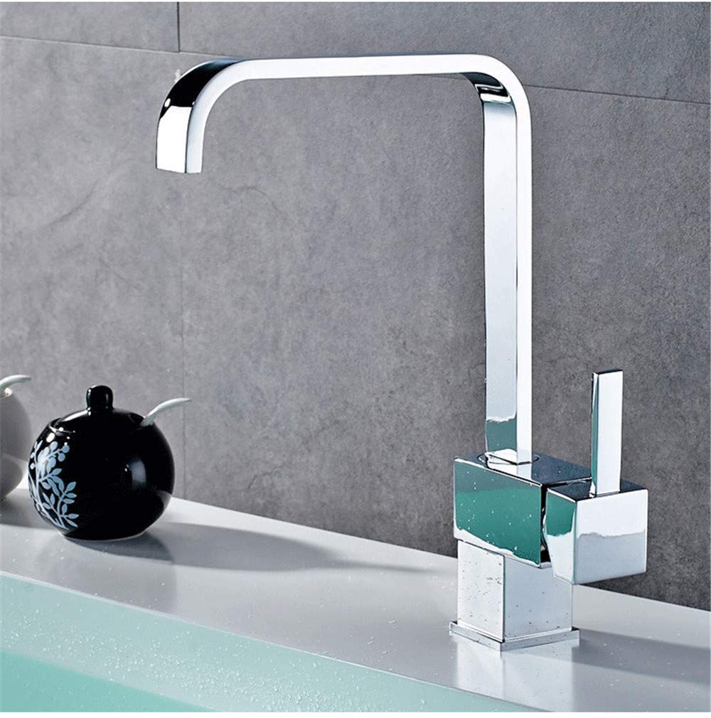 Mezclador De Agua Fría, Grifo De La Cocina, Fregadero De Cocina, Fregadero, Grifo, 7 Square Sola Manija Se Pueden Girar.
