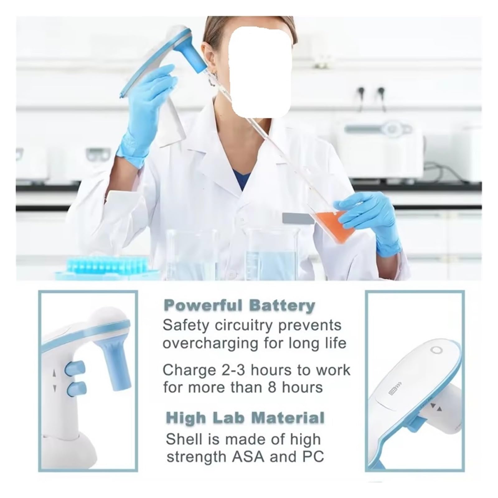 Pipeta, Controlador de pipeta eléctrico Pipeta automática gran volumen 0,1-100 ml Bomba serológica Equipo laboratorio USB
