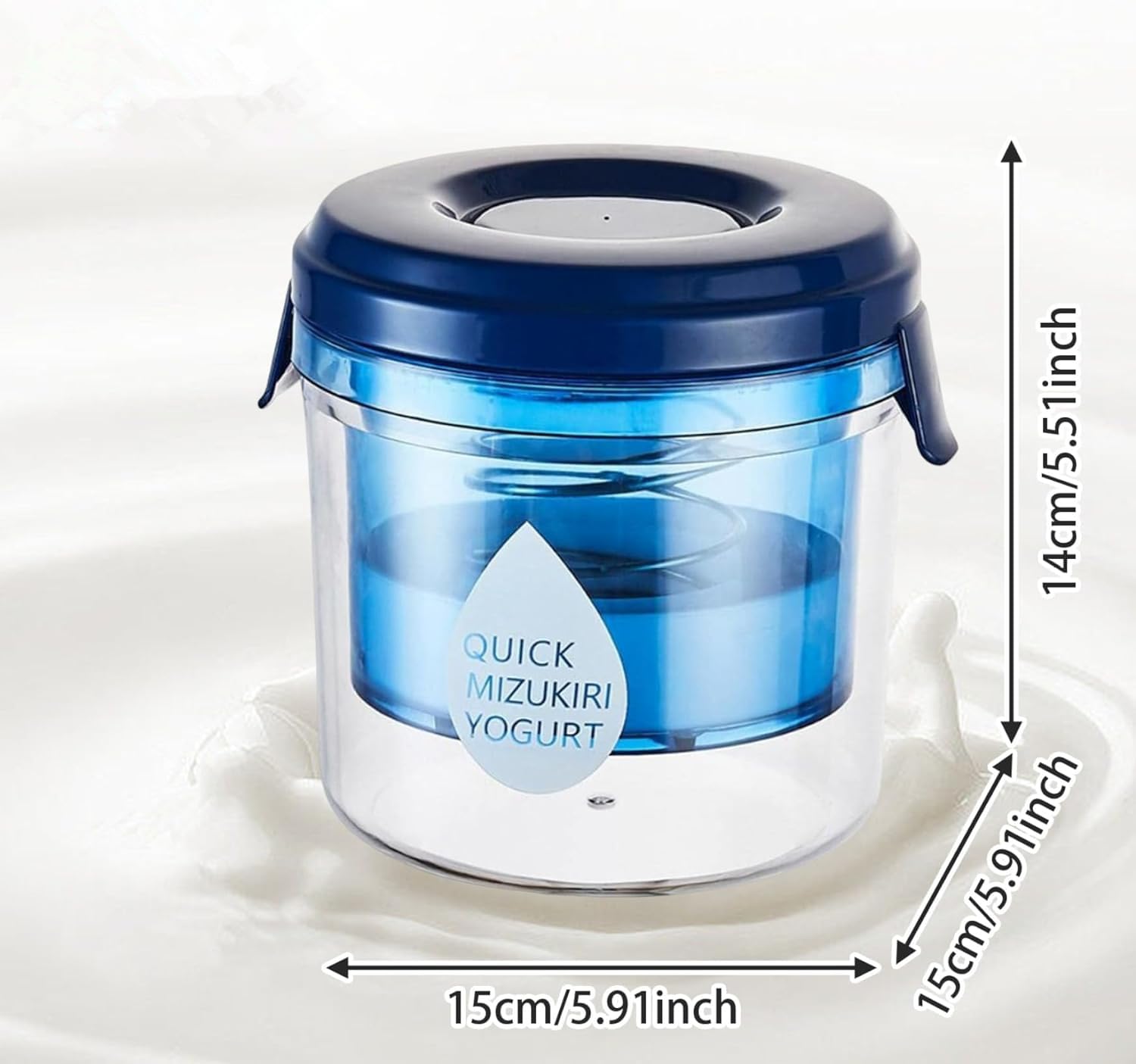 lomonmen Yogurt Strainer,Greek Yoghurt Strainer with Lid,Reusable Yogurt Filter for Making Thick Greek Yogurt Soybean Milk(Blue) - Image 3