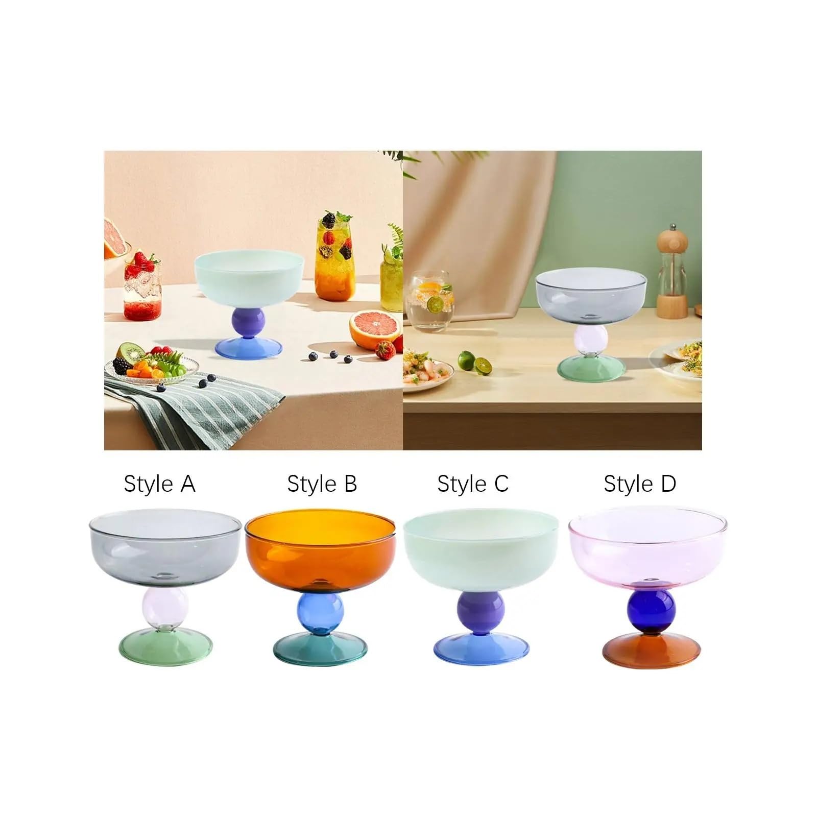 Coppe Gelato 2 pz Ciotola for Gelato in Vetro con Piedino Portatile Dado Photo Prop Ciotola for Frutta Ciotola for Gelato for Vacanze Matrimonio Picnic Cucina Prep Salse per Dessert(Pink)