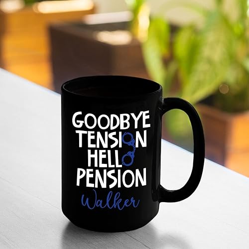 Miniatura 4 de Taza de café personalizada con nombre de oficial de policía, regalos para hombres, papá, marido, Goodbye Tension Hello Pension Tazas de café de 11