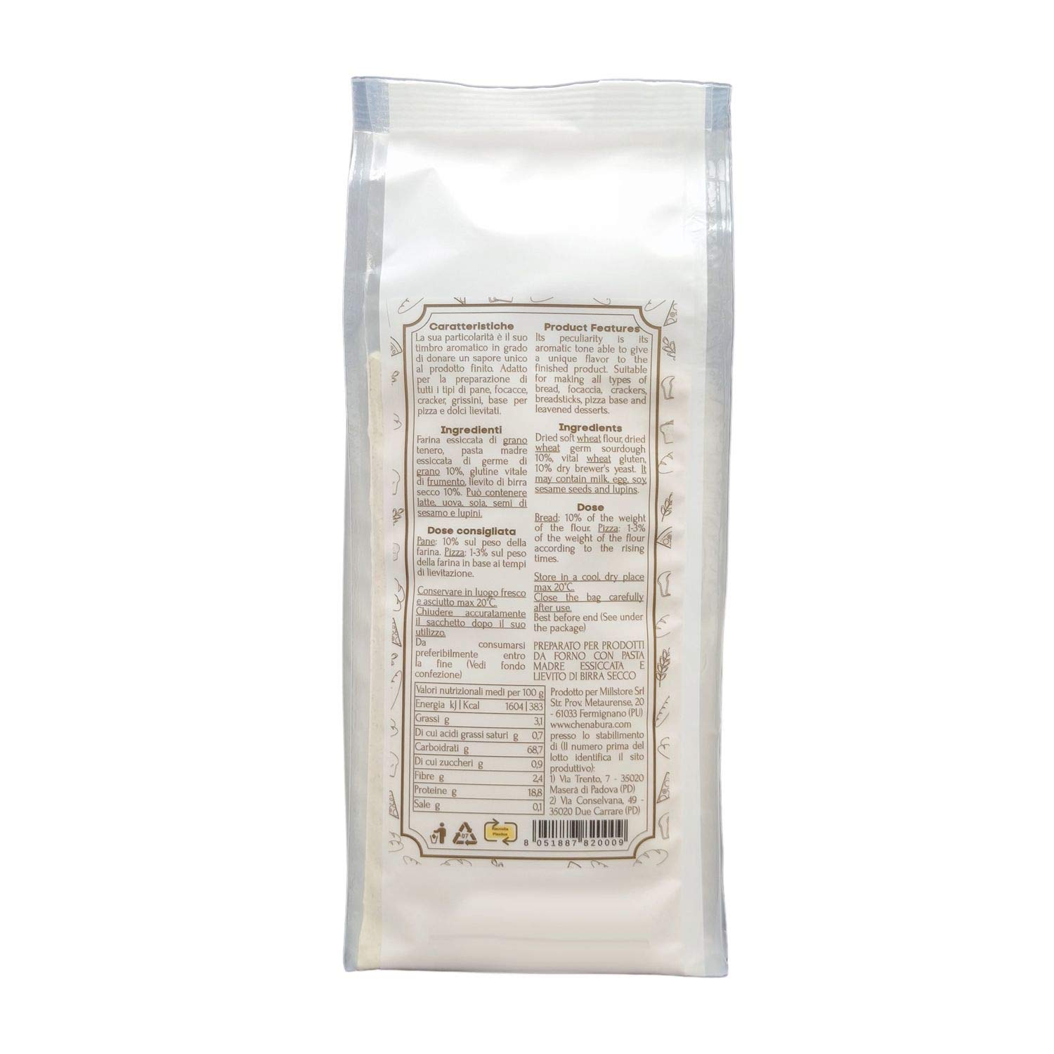Pasta madre essiccata con lievito per pane, pizza, dolci e grandi lievitati ChenaBura | Lievitazione veloce in 2h oppure lenta in 24h (10 confezioni da 500 gr)