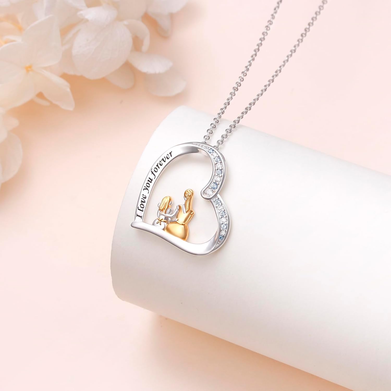 DAOCHONG Mothers Day Gifts for Women 925 Sterling Silver Mother and Daughter Love Heart Pendant Necklace Jewelry Gifts for Grandmother Mom Daughter Wife - Image 3