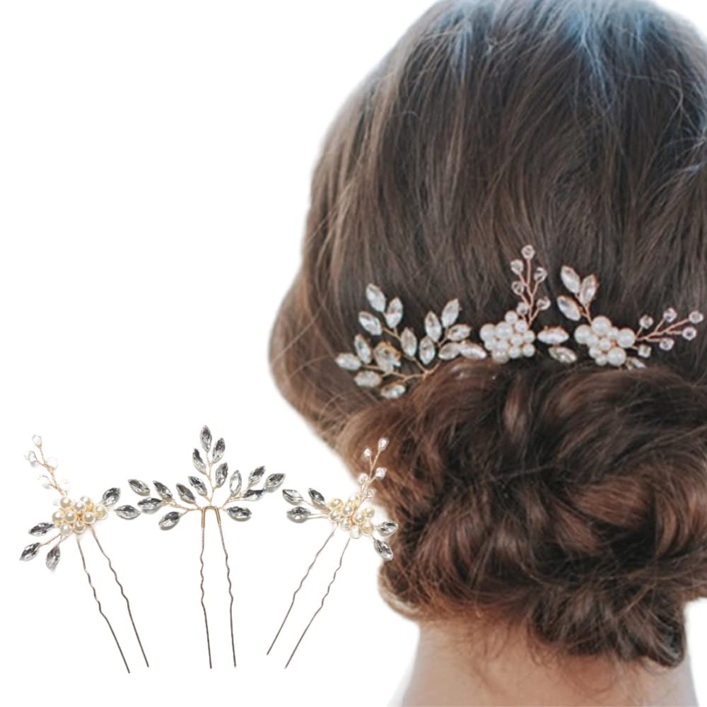 LOARIS Pearl Kanzashi Hair Ornament Set of 3 Gold Wedding Kimono Japan