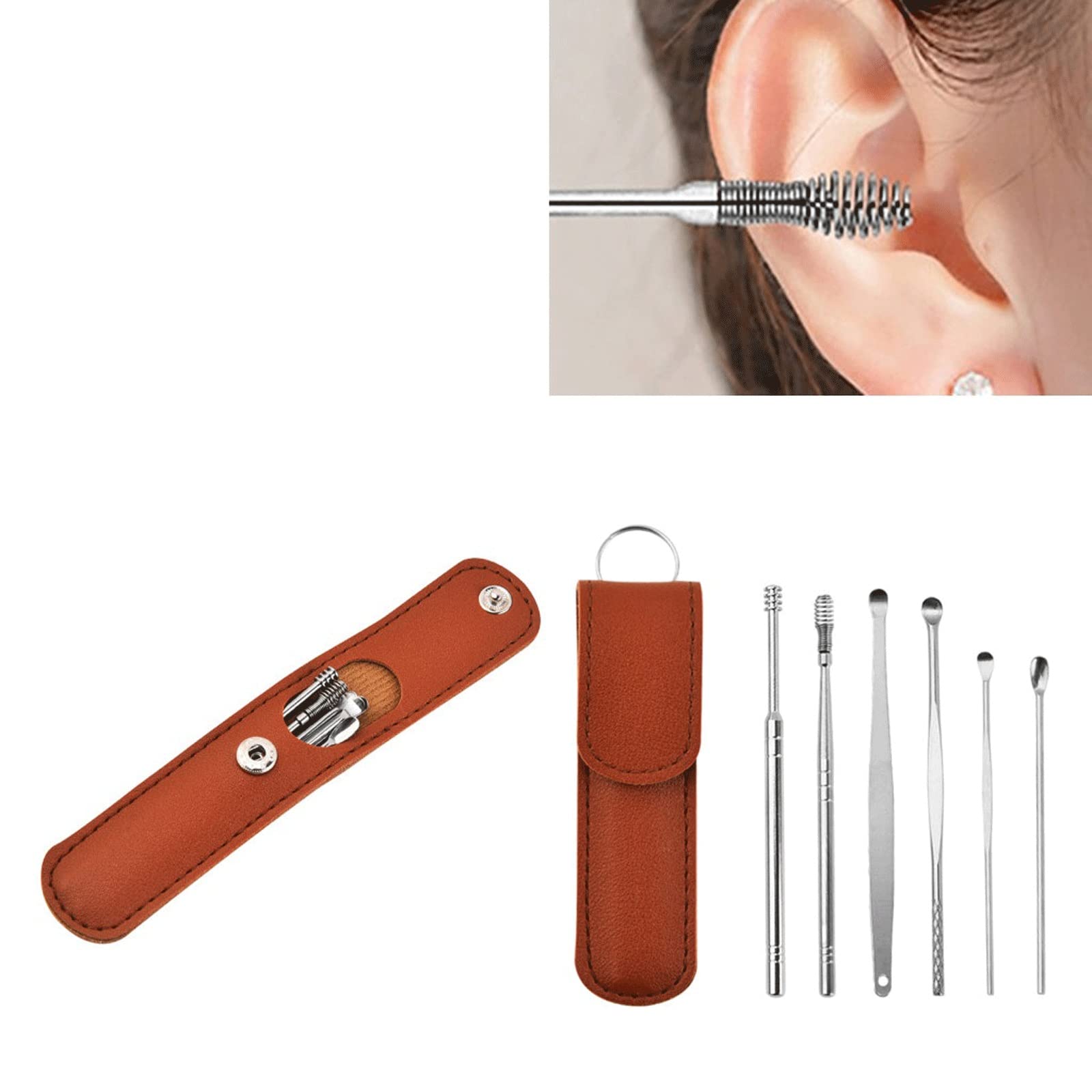 Produits d'élimination du cérumen Nettoyeur d'oreille Outil d'élimination du cérumen Curette en Acier Inoxydable Cure-Oreille Nettoyage des