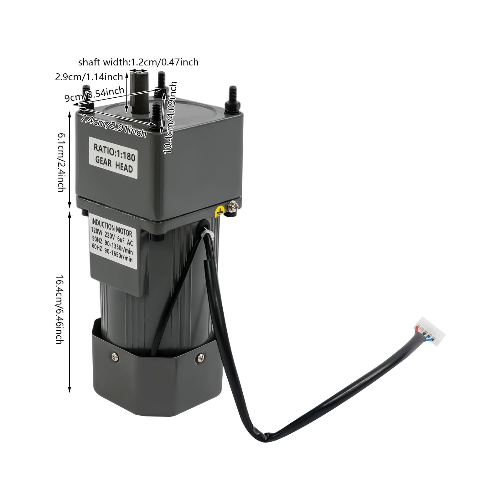 Motor eléctrico de engranaje de 120 W 180 K con función reversible, motor eléctrico de velocidad ajustable con engranaje reductor, motor reductor de engranajes AC de alto par