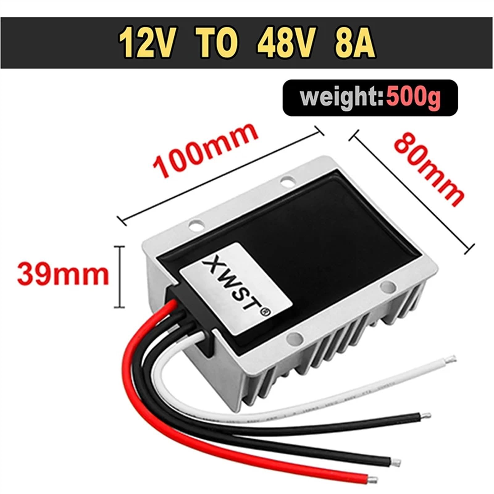 Wodoodporny konwerter DC, 10-45 V do 48 V regulatory napięcia, moduł 12 V do 48 V, falownik zasilacza samochodowego (8A Aluminium XL, 12 V-48 V)