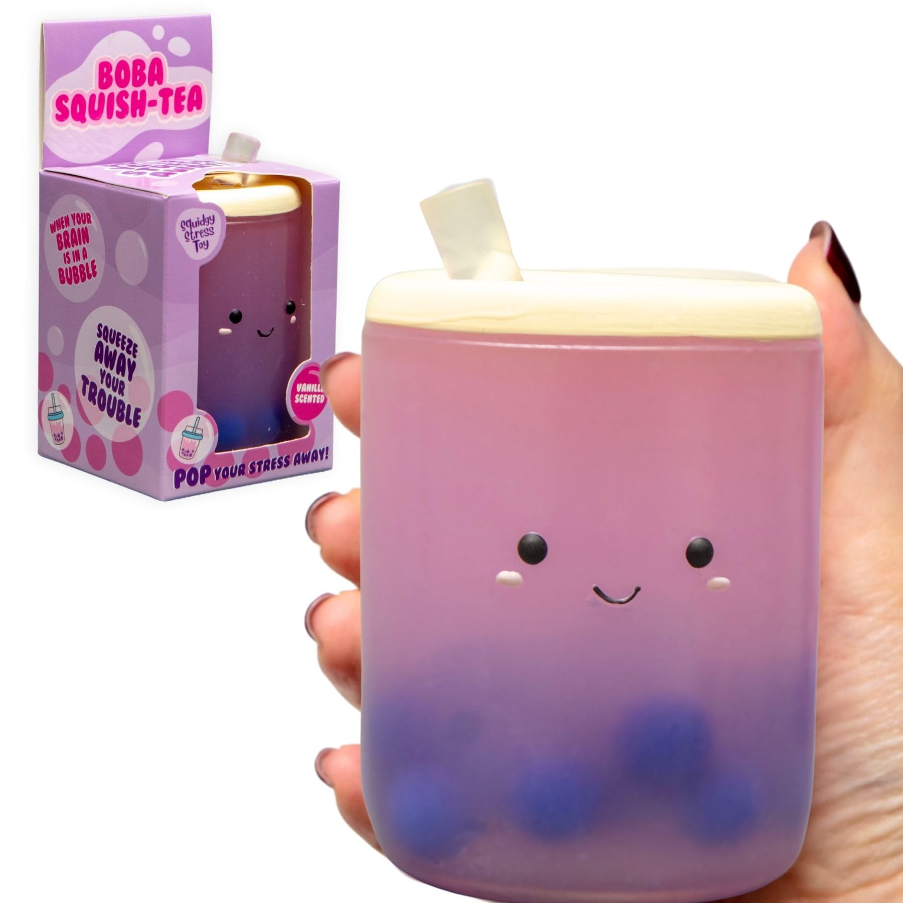 Boxer Gifts Boba Tea Squishy Stress Toy for Adults – Cute Squishies for Anxiety Relief, Funny Desk Fidget Ball, Novelty Stocking Filler