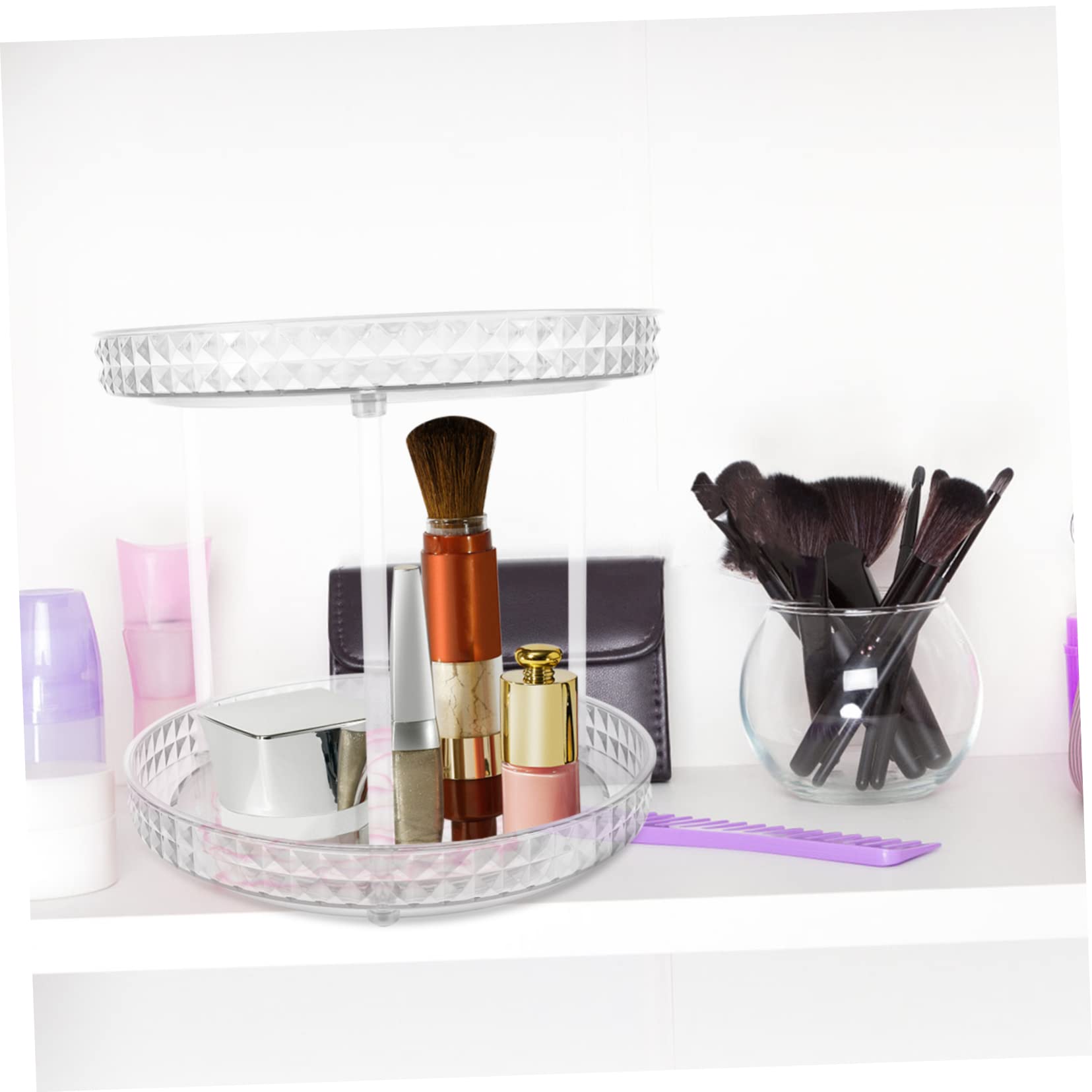 Estante Giratoria de Perfumes para Escritorio, 2 Niveles Pet