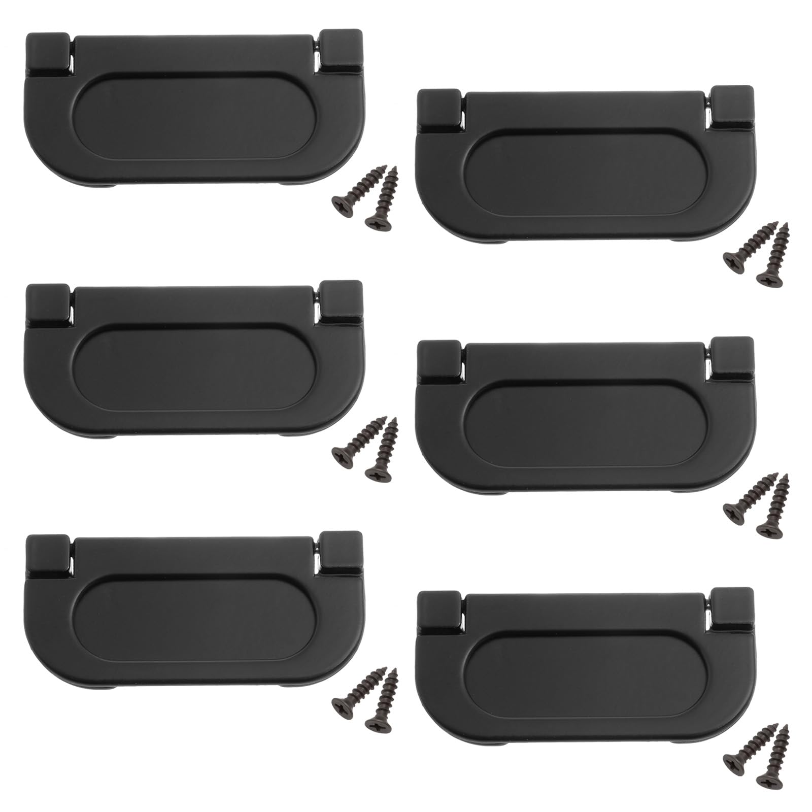 3 Inch Flush Pull Ring Handles - Black Recessed Cabinet Pulls With Screws (2-Pack)