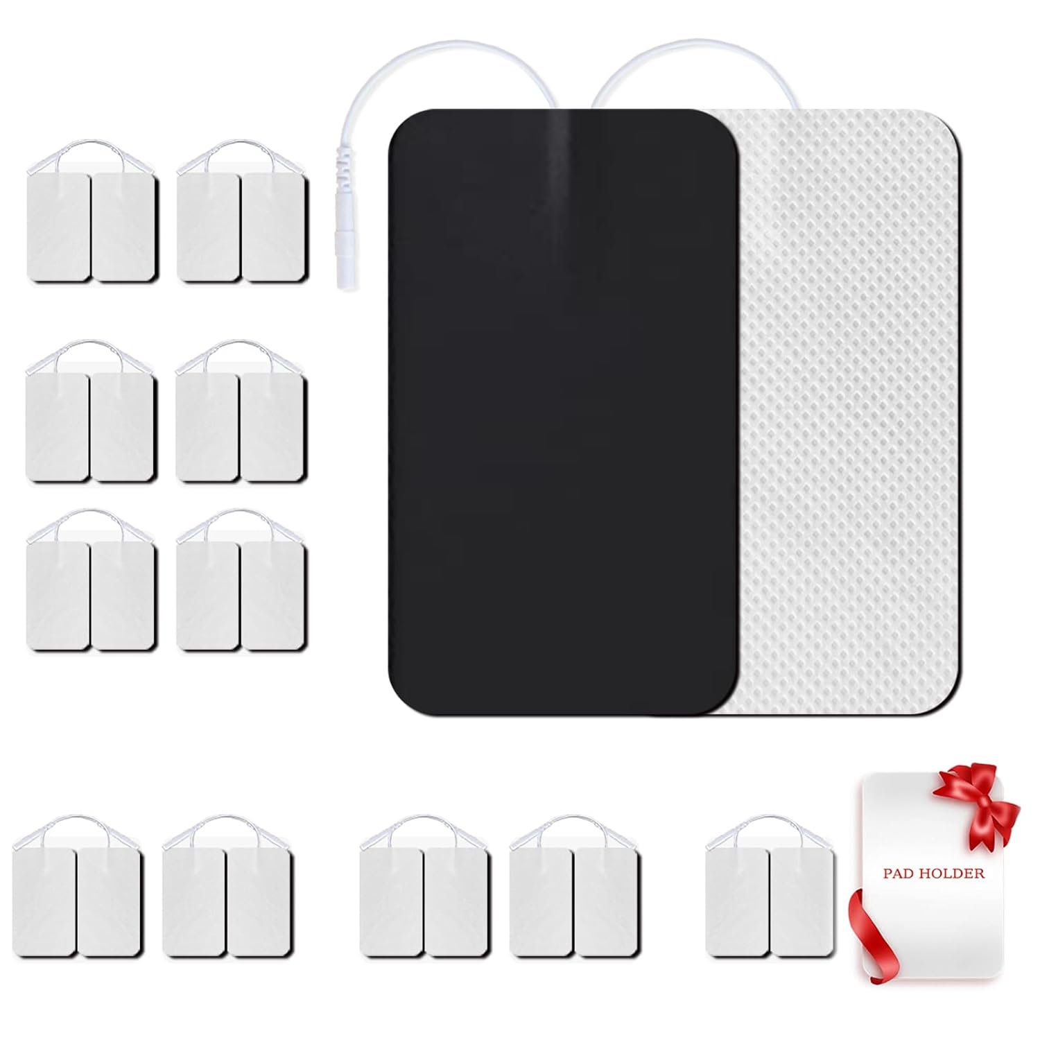 TENS Unit Replacement Pads, 2"x4" - 12 PCS Premium Thickened Reusable Self-Adhesive Electrode Pads for EMS Muscle Stimulator Massager
