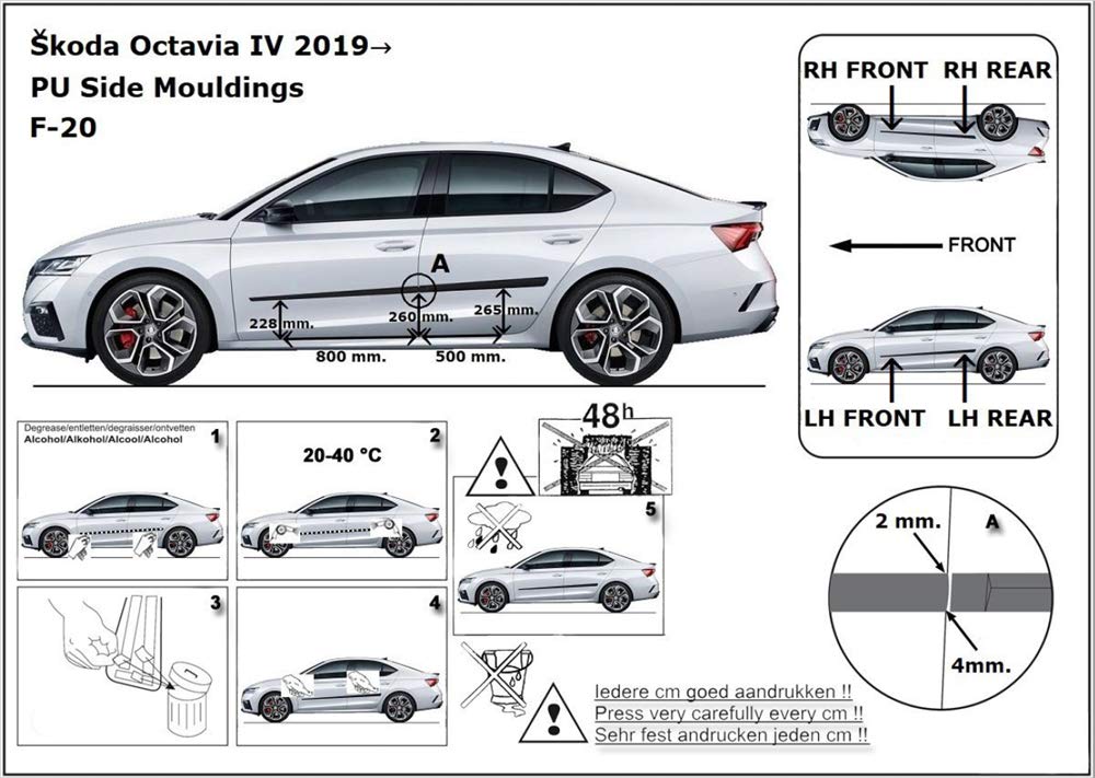 Spangenberg Seitenschutzleisten schwarz passend für Skoda Octavia IV Limousine und Kombi ab Baujahr 01.2020- F20 (3700020)