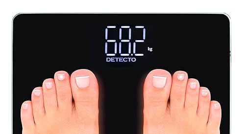 Miniatura 6 de DETECTO Báscula digital de baño, pantalla oculta cuando está apagada, altamente precisa, plataforma ancha, pantalla fácil de leer, alta capacidad de