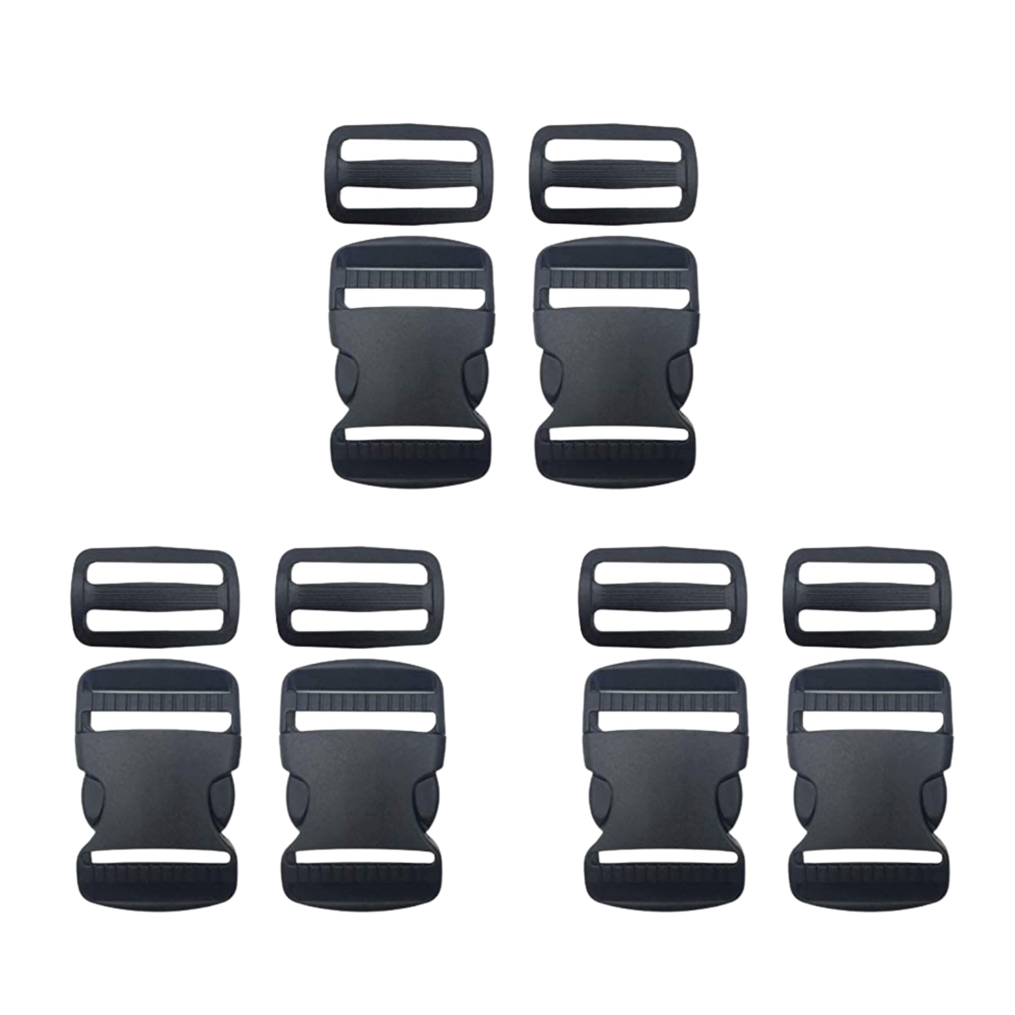 NIHAPRUHAY 6 Set 1.5 Inch Flat Dual Adjustable Plastic Quick Side Release Plastic Buckles and Tri-Glide Slides for Luggage Straps Backpack Repairing (Black, Fit for 1.5”/38mm Webbing Straps)-image-36